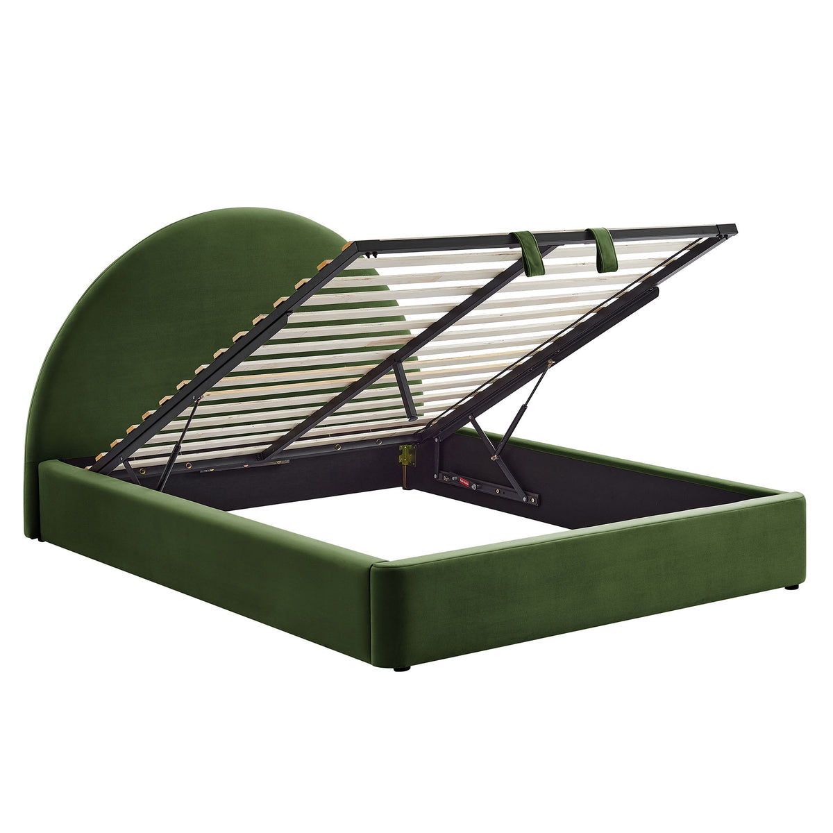 Resort Full Arched Performance Velvet Storage Platform Bed Frame - Moss Green