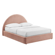 Resort Full Arched Upholstered Fabric Storage Platform Bed Frame - Blush