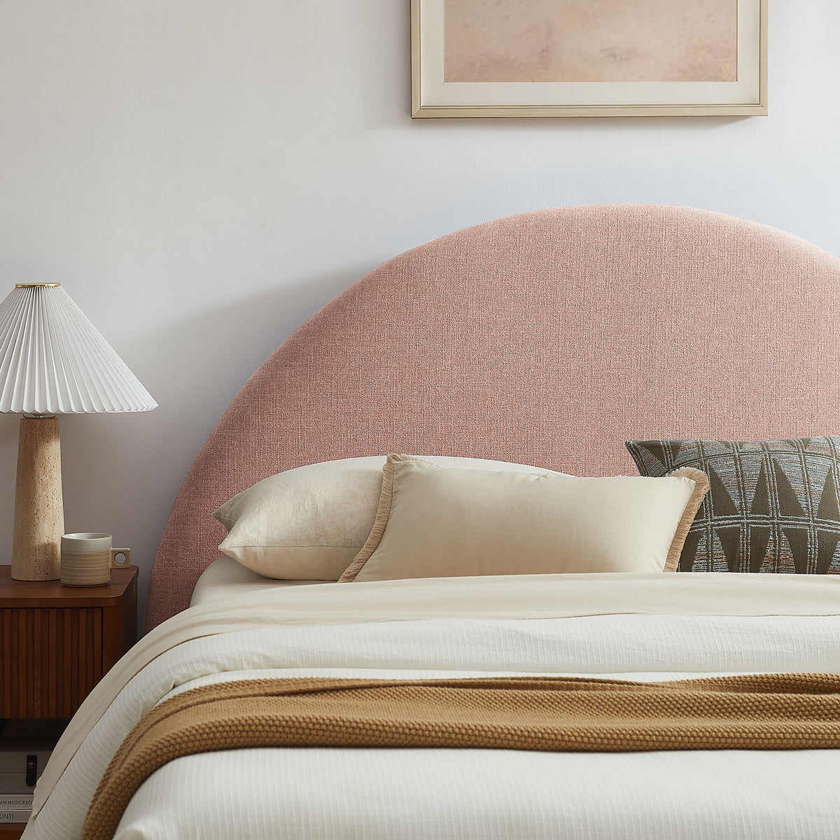 Resort Full Arched Upholstered Fabric Storage Platform Bed Frame - Blush