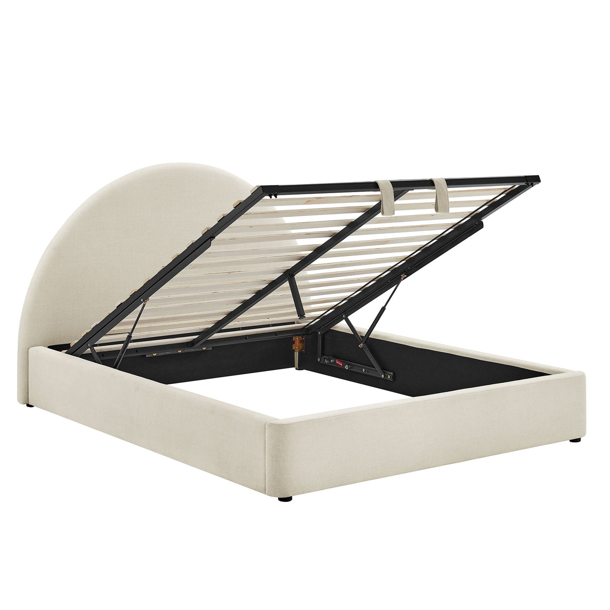 Resort Full Arched Upholstered Fabric Storage Platform Bed Frame - Ecru