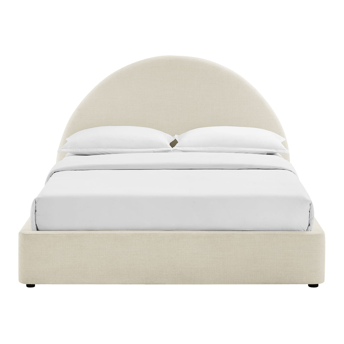 Resort Full Arched Upholstered Fabric Storage Platform Bed Frame - Ecru