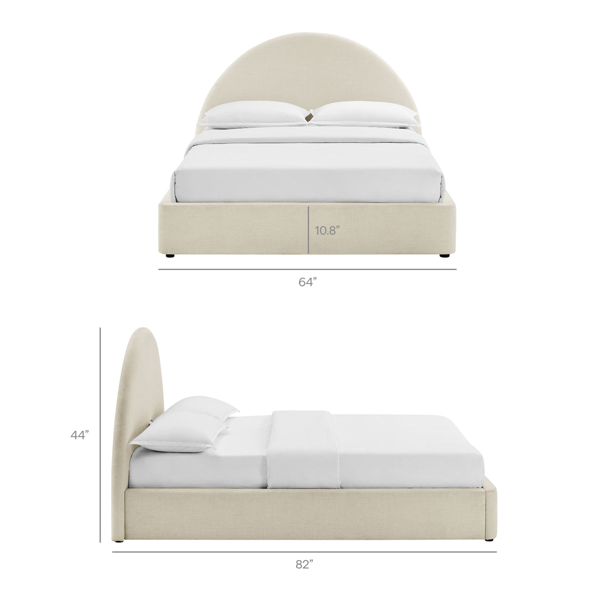 Resort Full Arched Upholstered Fabric Storage Platform Bed Frame - Ecru