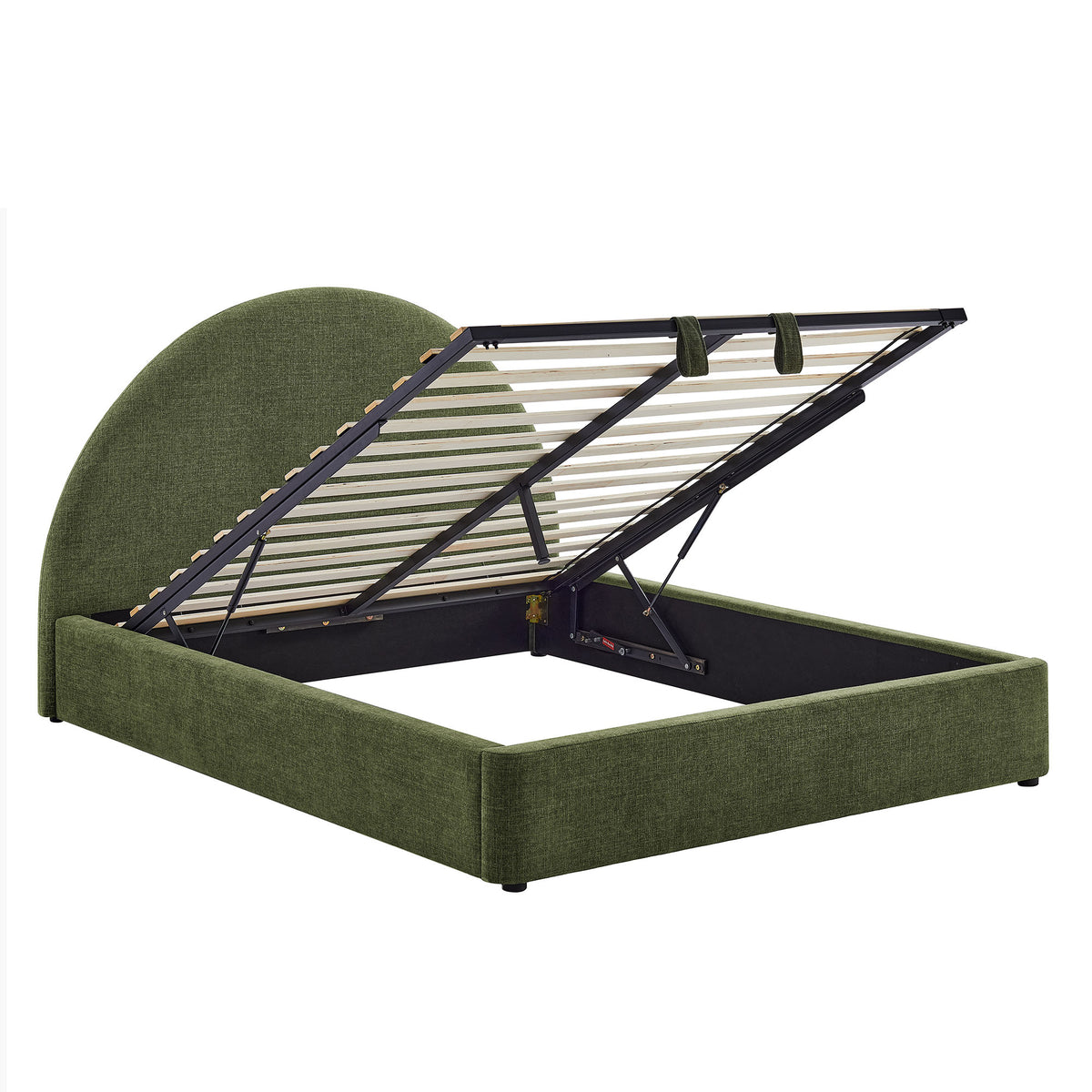 Resort Full Arched Upholstered Fabric Storage Platform Bed Frame - Foliage