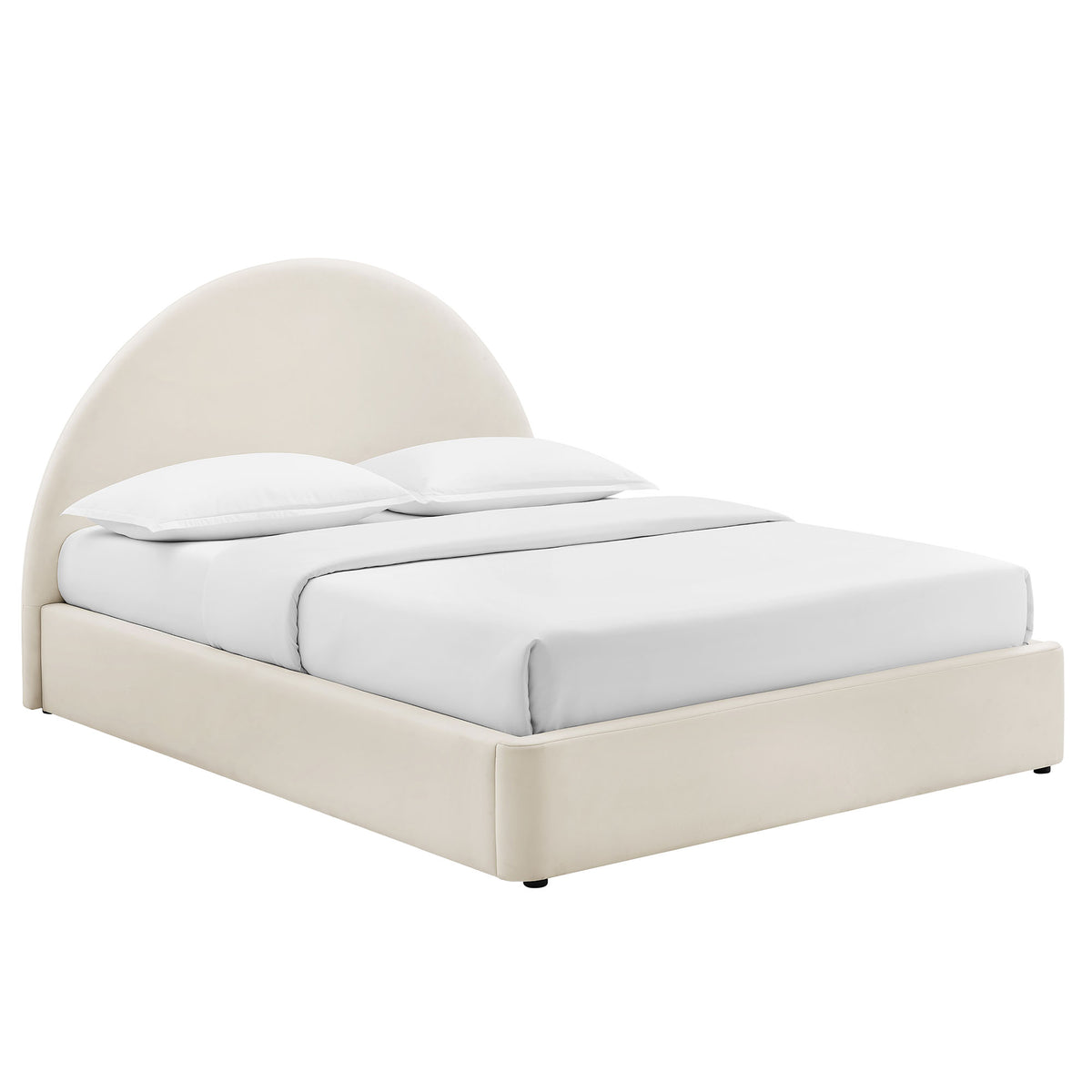 Resort Queen Arched Performance Velvet Storage Platform Bed Frame - Alabaster