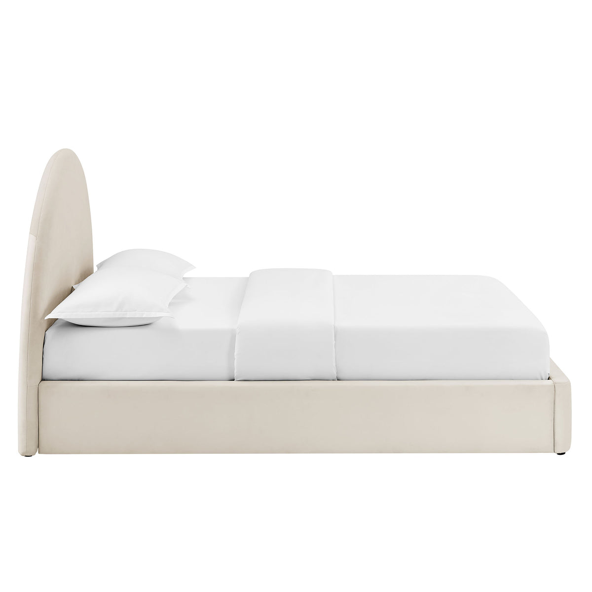 Resort Queen Arched Performance Velvet Storage Platform Bed Frame - Alabaster