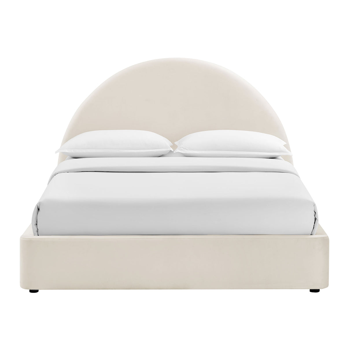 Resort Queen Arched Performance Velvet Storage Platform Bed Frame - Alabaster