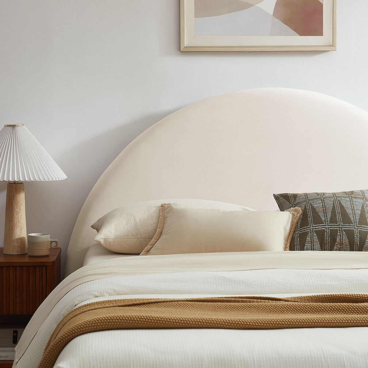 Resort Queen Arched Performance Velvet Storage Platform Bed Frame - Alabaster