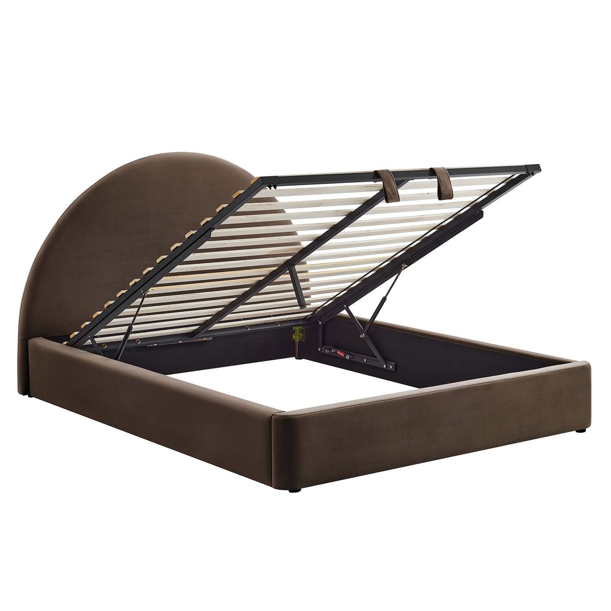 Resort Queen Arched Performance Velvet Storage Platform Bed Frame - Chocolate Brown
