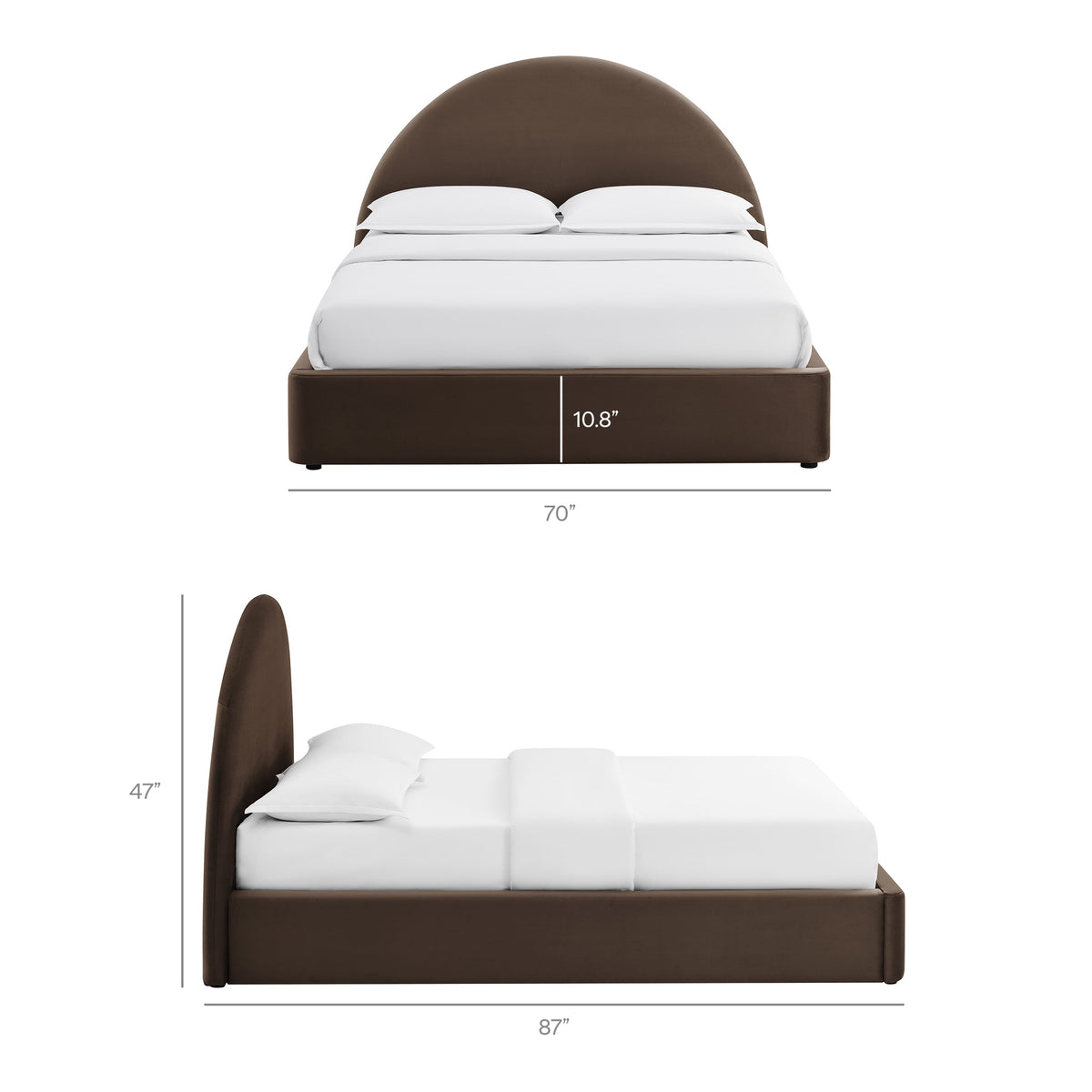 Resort Queen Arched Performance Velvet Storage Platform Bed Frame - Chocolate Brown
