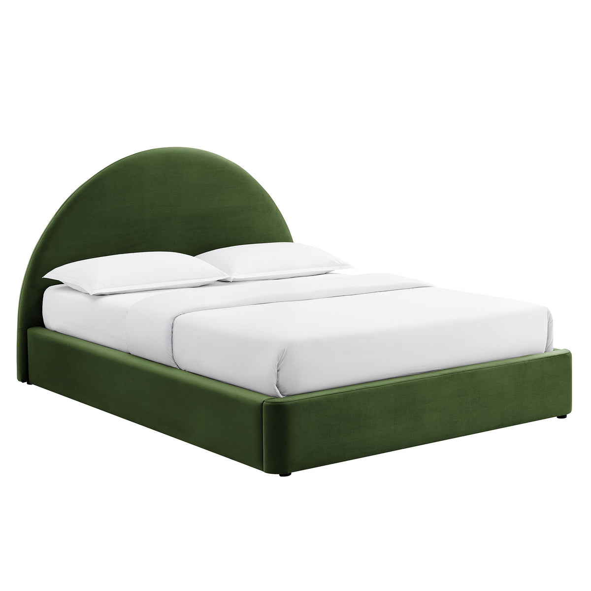 Resort Queen Arched Performance Velvet Storage Platform Bed Frame - Moss Green