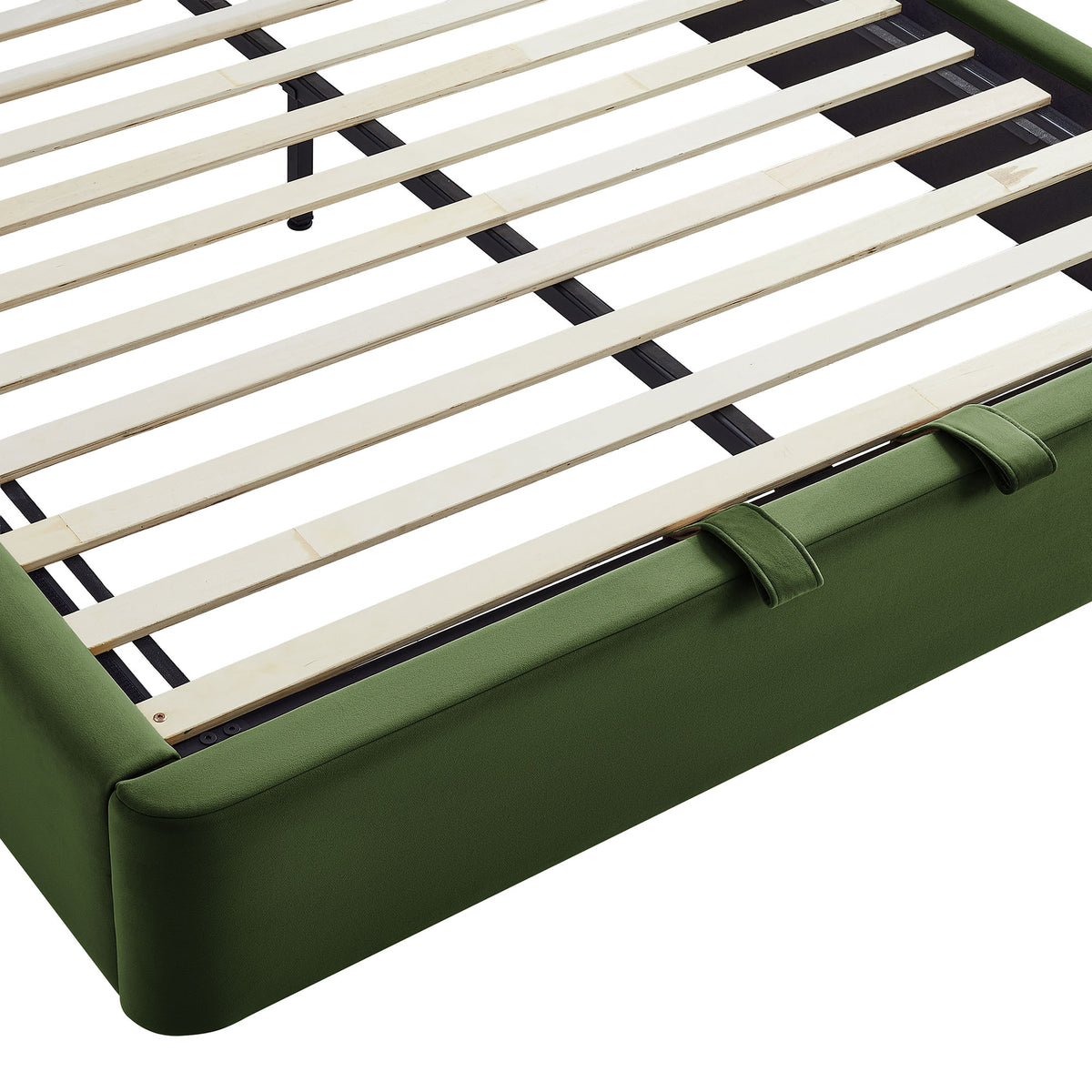 Resort Queen Arched Performance Velvet Storage Platform Bed Frame - Moss Green