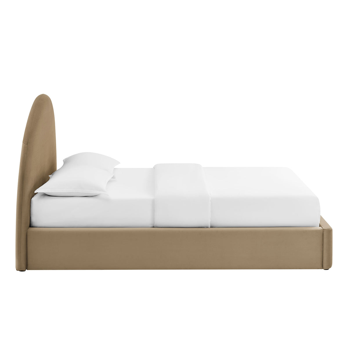 Resort Queen Arched Performance Velvet Storage Platform Bed Frame - Taupe