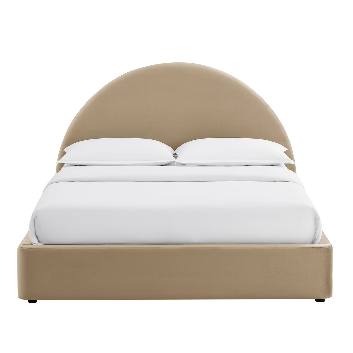 Resort Queen Arched Performance Velvet Storage Platform Bed Frame - Taupe