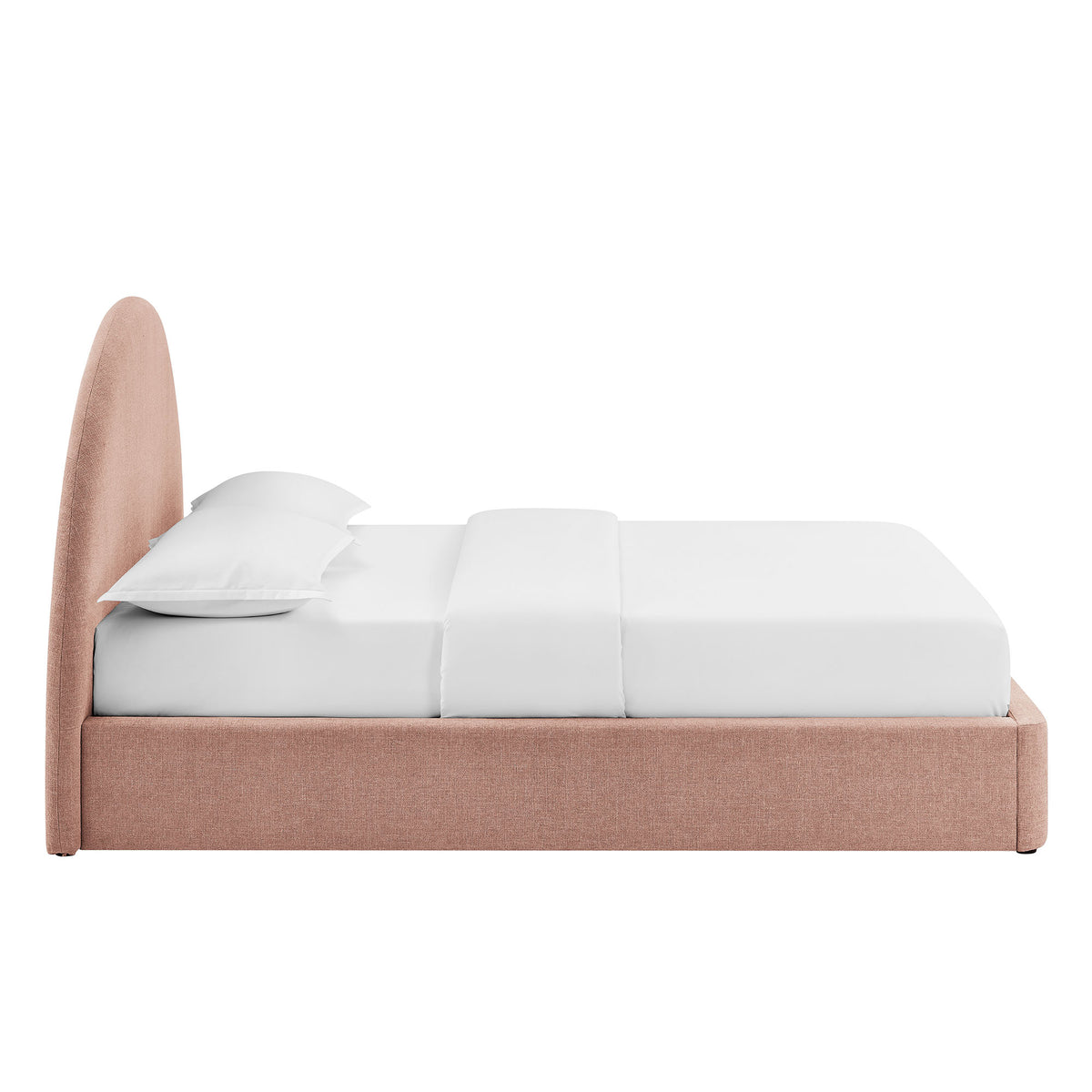 Resort Queen Arched Upholstered Fabric Storage Platform Bed Frame - Blush
