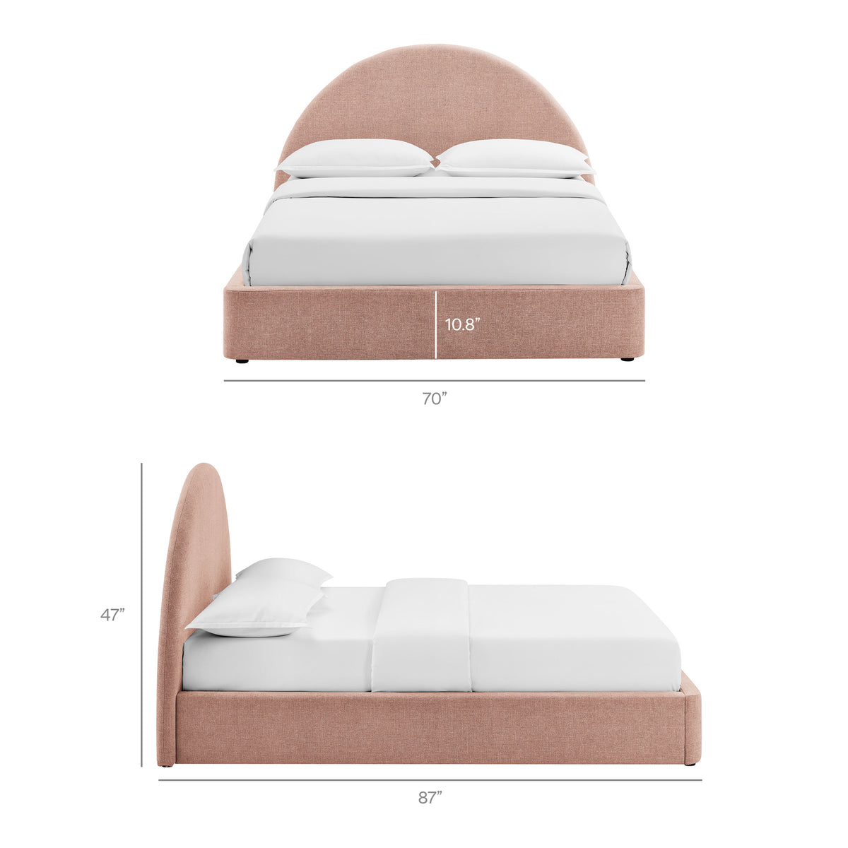 Resort Queen Arched Upholstered Fabric Storage Platform Bed Frame - Blush