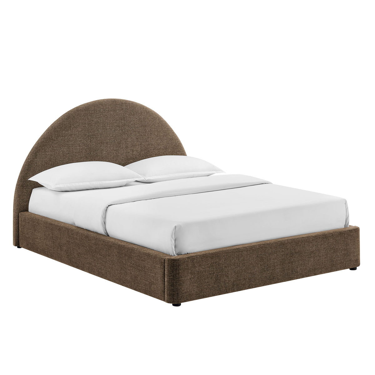 Resort Queen Arched Upholstered Fabric Storage Platform Bed Frame - Mocha