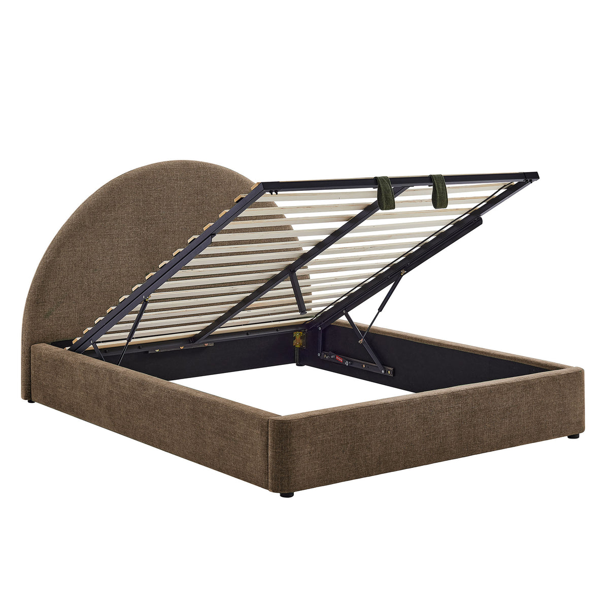 Resort Queen Arched Upholstered Fabric Storage Platform Bed Frame - Mocha