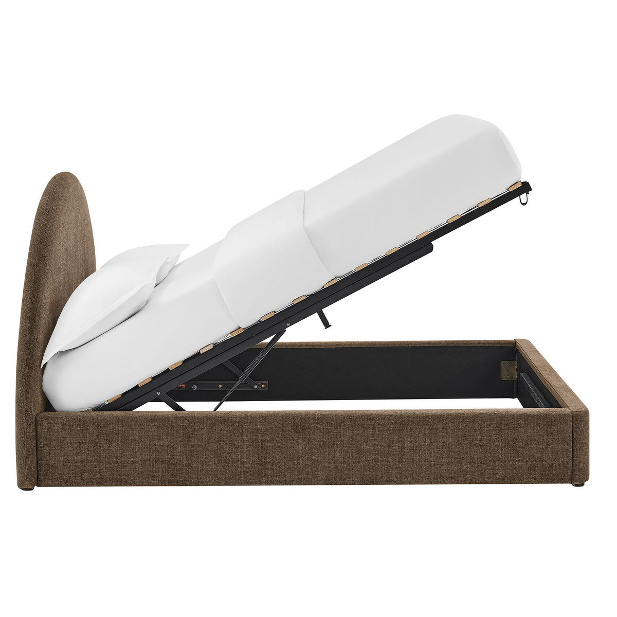 Resort Queen Arched Upholstered Fabric Storage Platform Bed Frame - Mocha