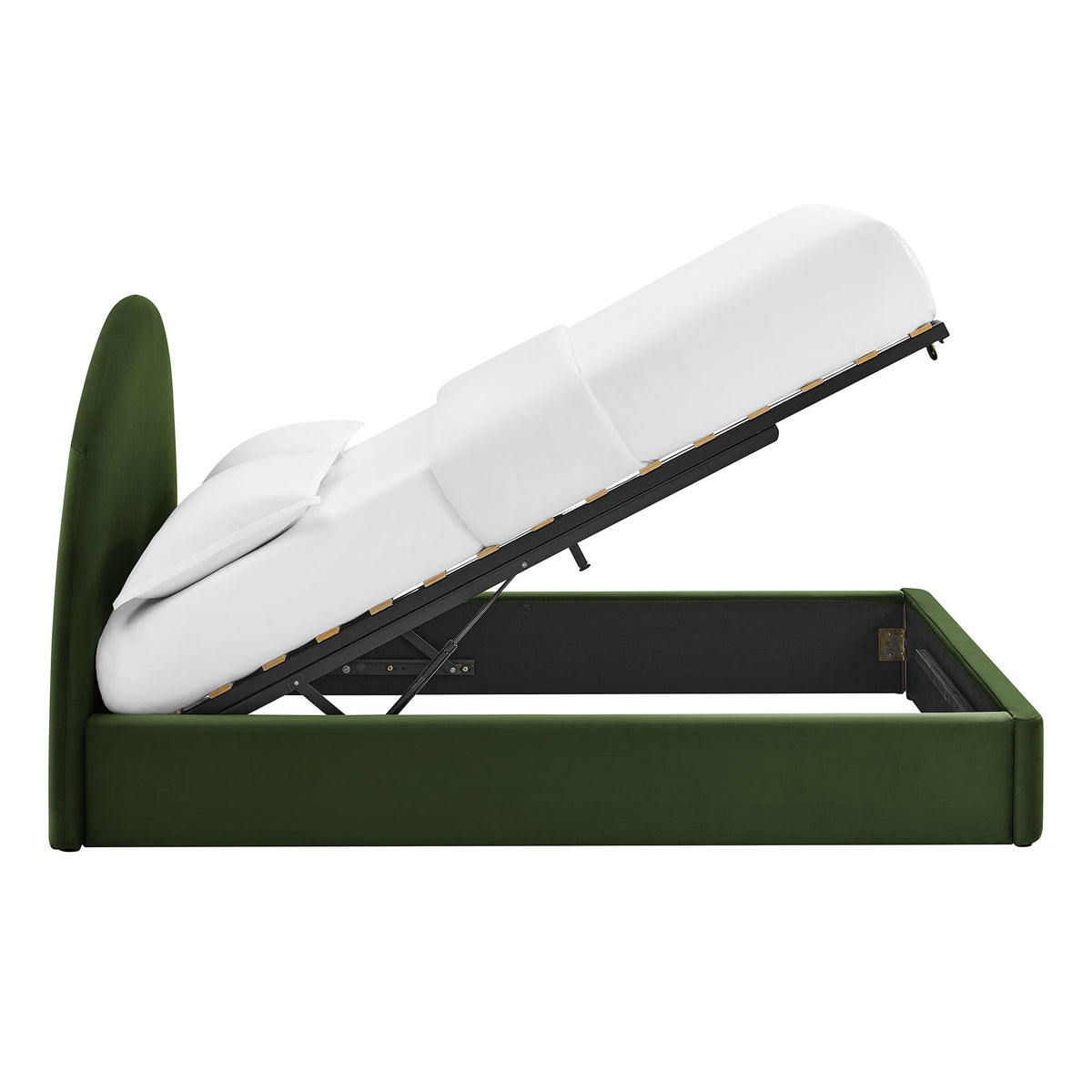 Resort King Arched Performance Velvet Storage Platform Bed Frame - Moss Green