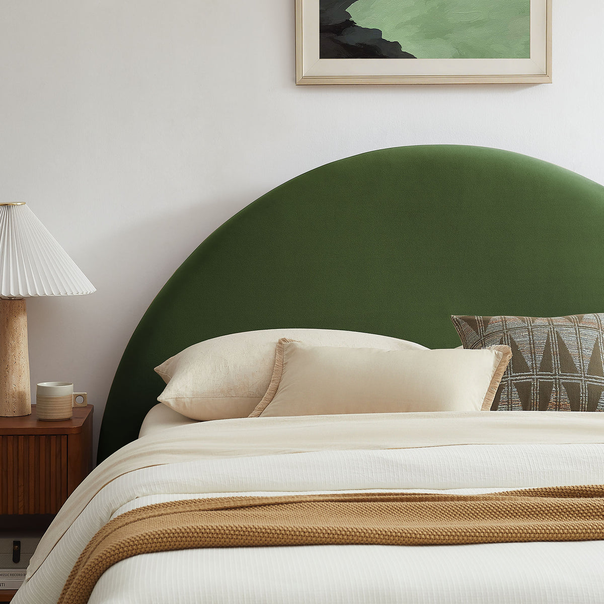 Resort King Arched Performance Velvet Storage Platform Bed Frame - Moss Green