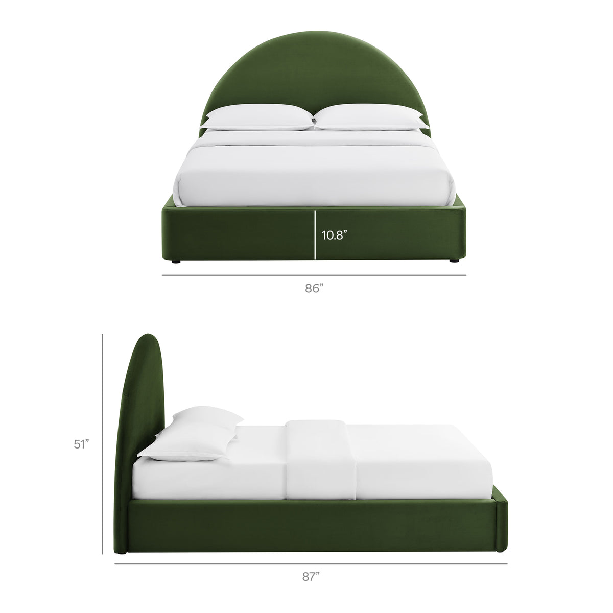 Resort King Arched Performance Velvet Storage Platform Bed Frame - Moss Green
