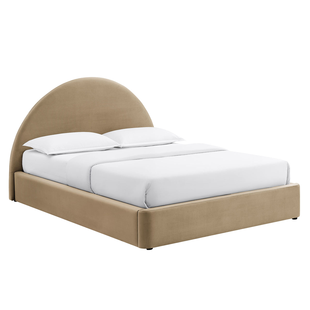 Resort King Arched Performance Velvet Storage Platform Bed Frame - Taupe