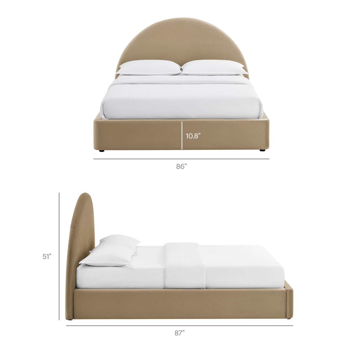 Resort King Arched Performance Velvet Storage Platform Bed Frame - Taupe