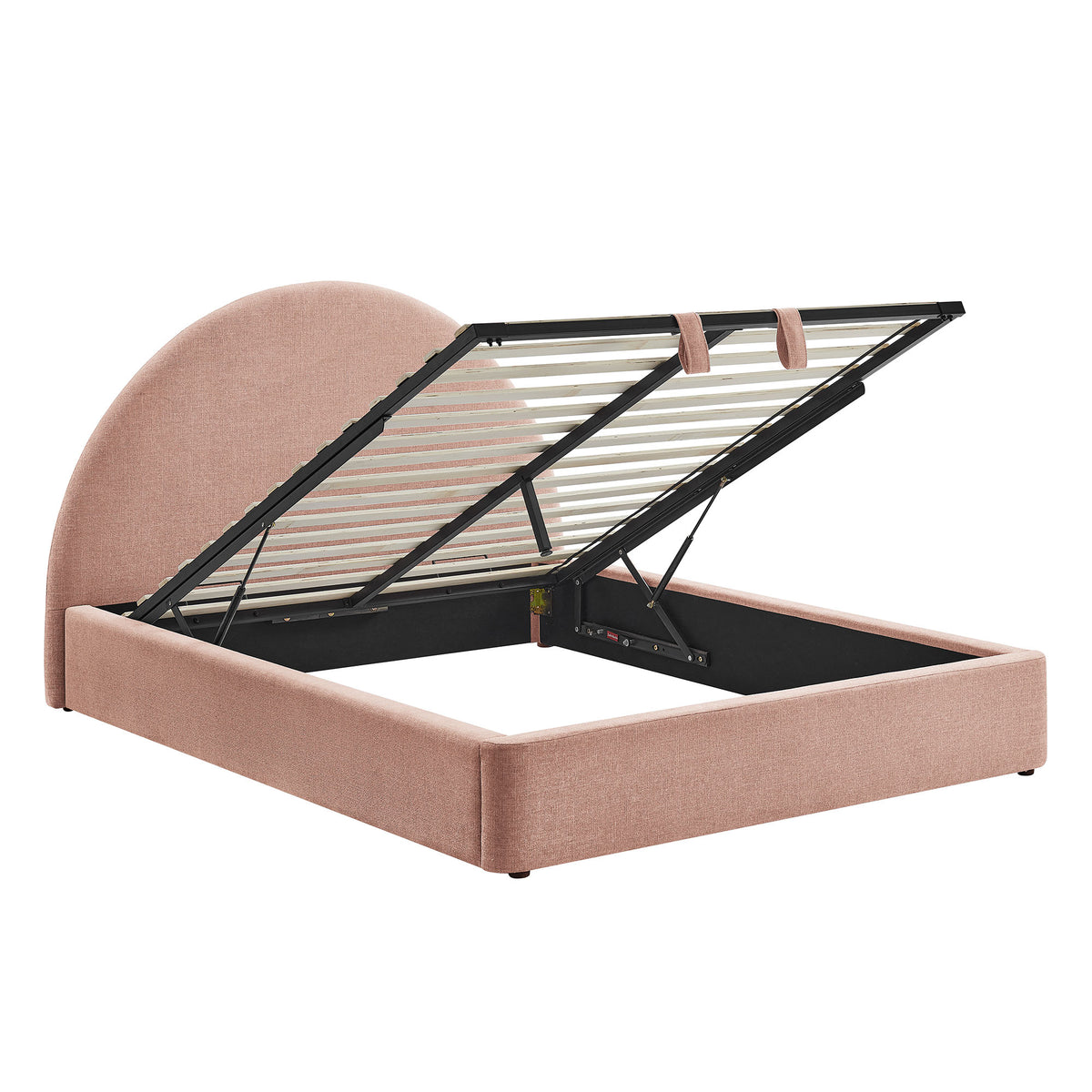 Resort King Arched Upholstered Fabric Storage Platform Bed Frame - Blush