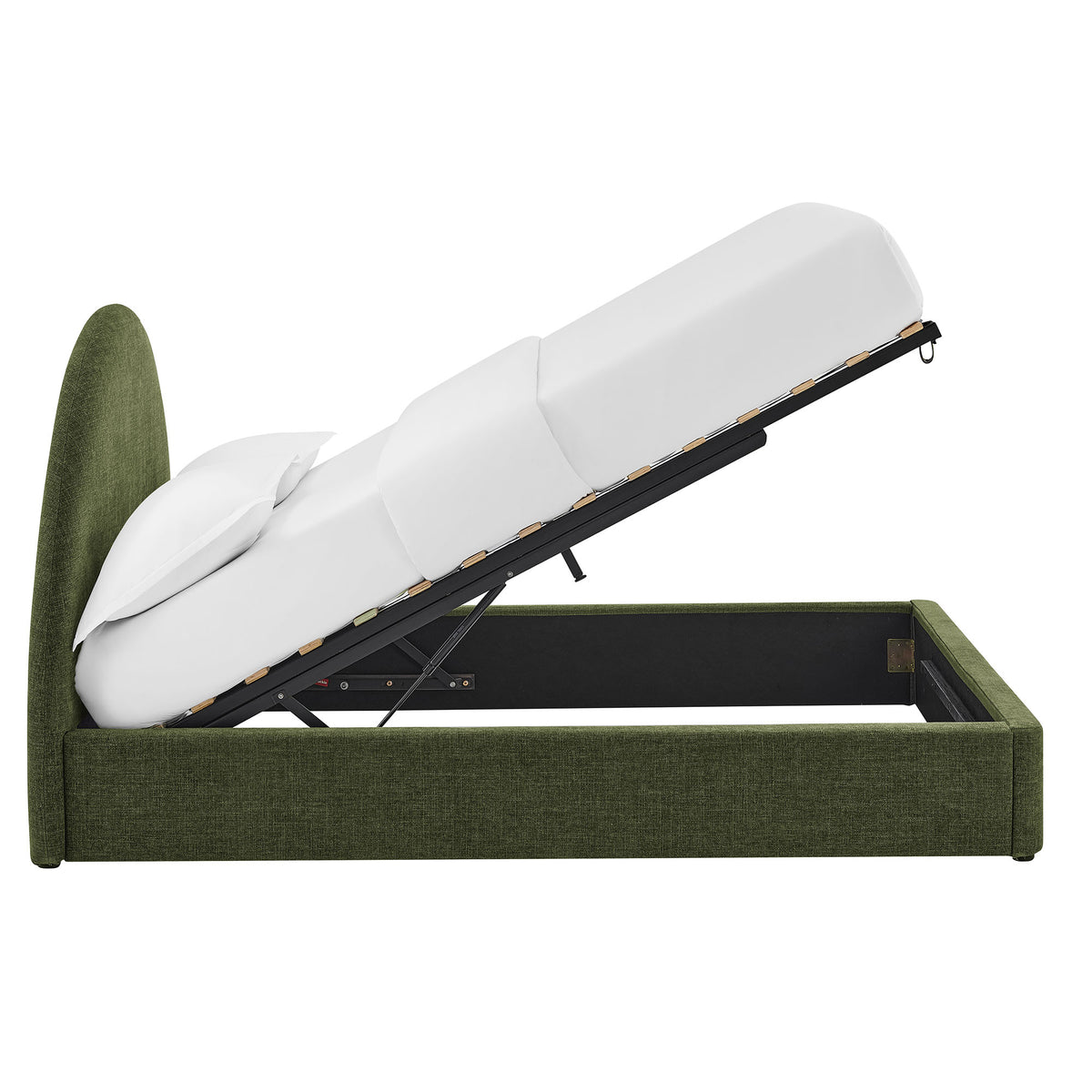 Resort King Arched Upholstered Fabric Storage Platform Bed Frame - Foliage