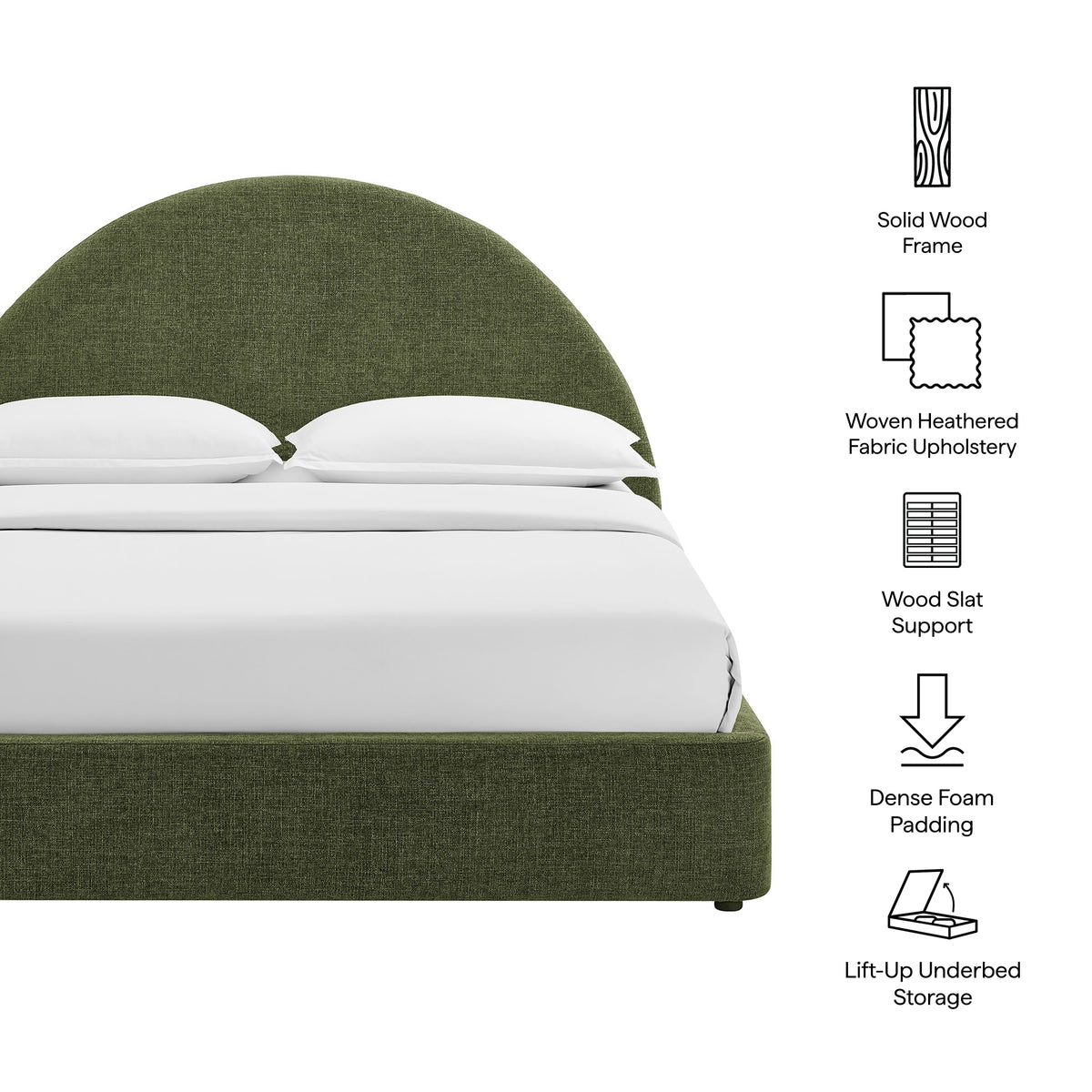 Resort King Arched Upholstered Fabric Storage Platform Bed Frame - Foliage