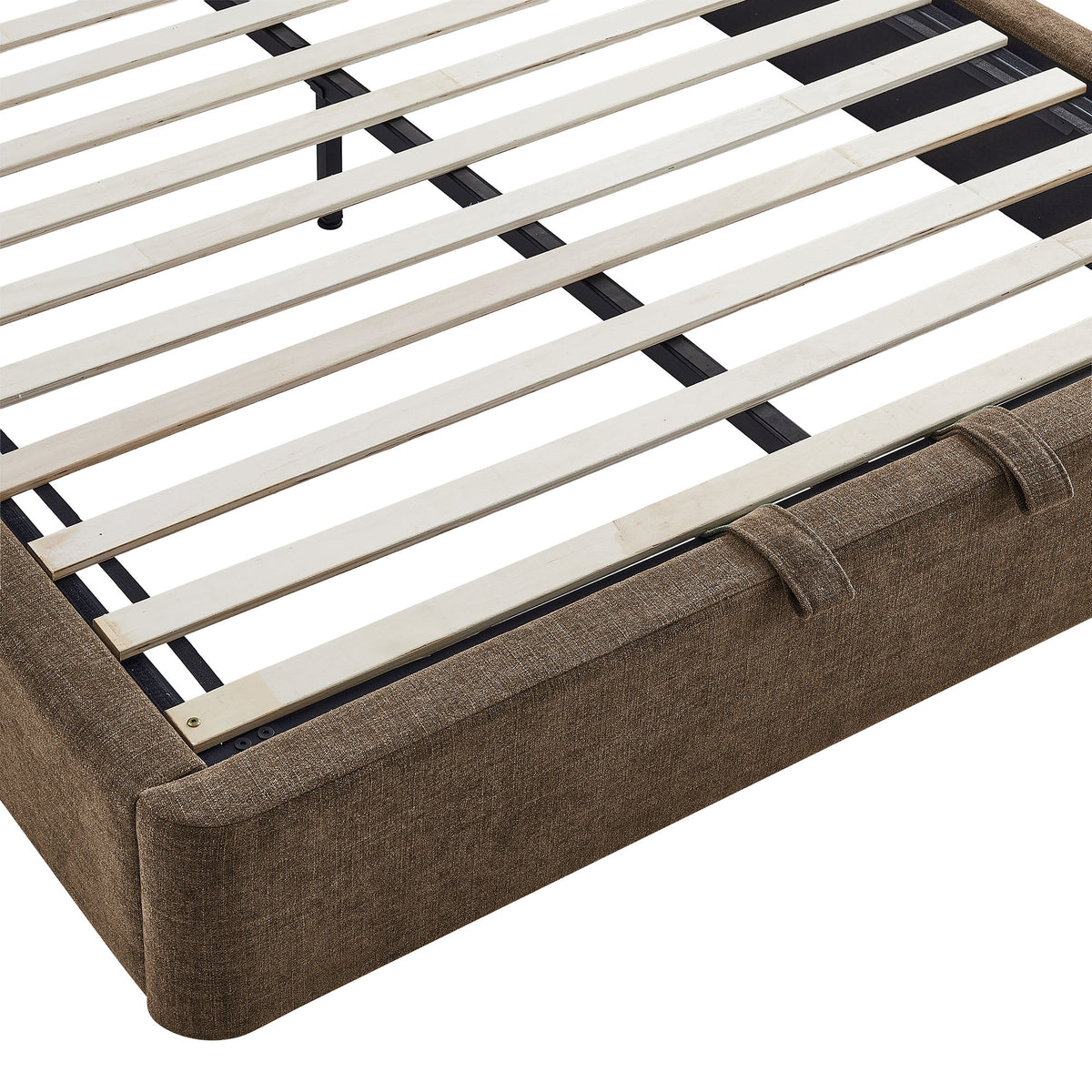 Resort King Arched Upholstered Fabric Storage Platform Bed Frame - Mocha