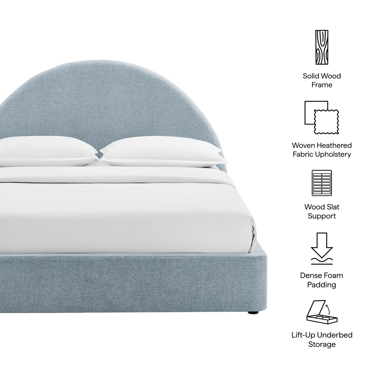 Resort King Arched Upholstered Fabric Storage Platform Bed Frame - Sky