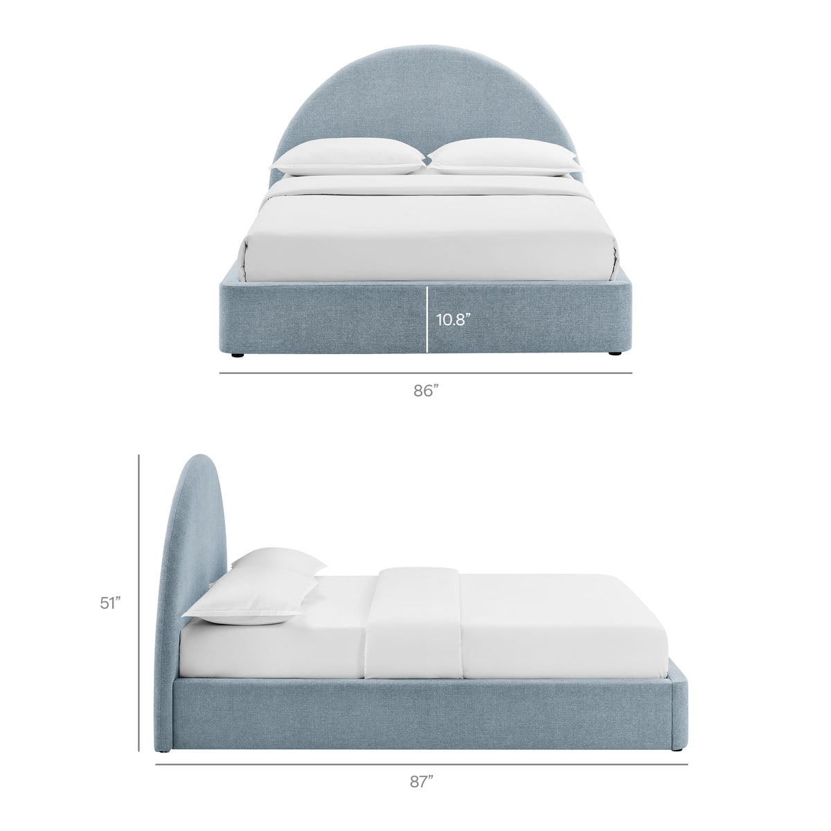 Resort King Arched Upholstered Fabric Storage Platform Bed Frame - Sky