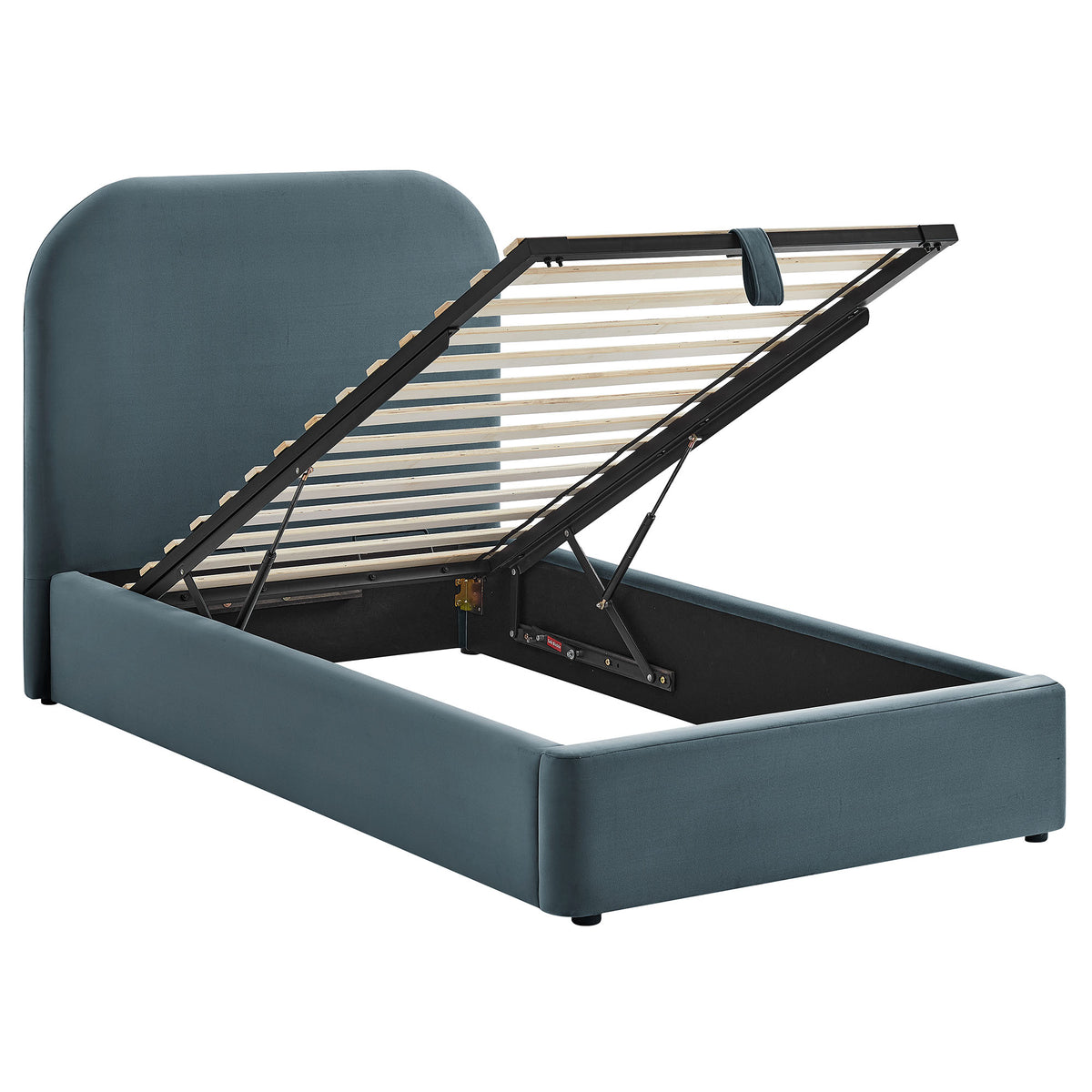 Keynote Twin Performance Velvet Storage Platform Bed Frame - Cadet Blue