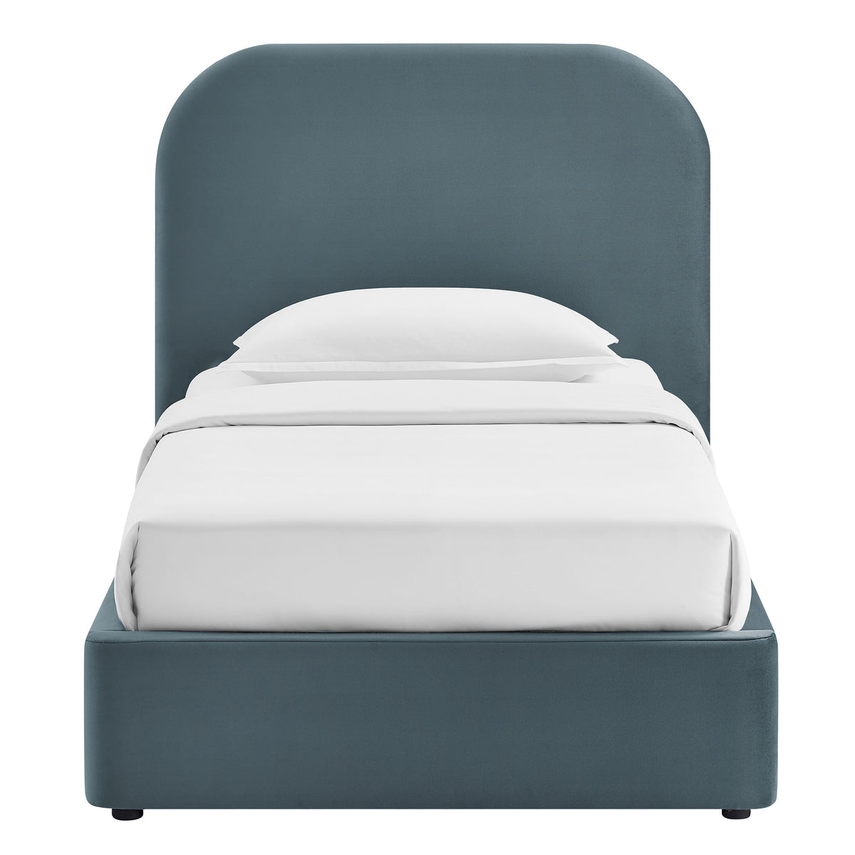 Keynote Twin Performance Velvet Storage Platform Bed Frame - Cadet Blue