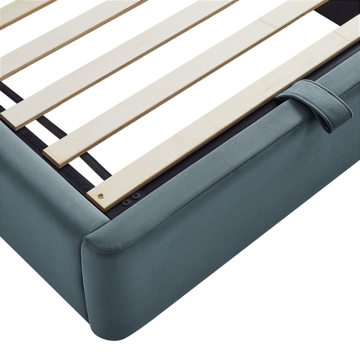 Keynote Twin Performance Velvet Storage Platform Bed Frame - Cadet Blue