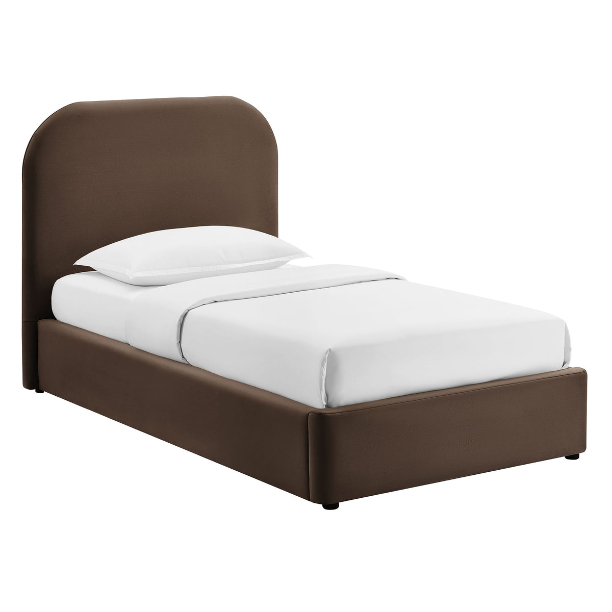 Keynote Twin Performance Velvet Storage Platform Bed Frame - Chocolate Brown