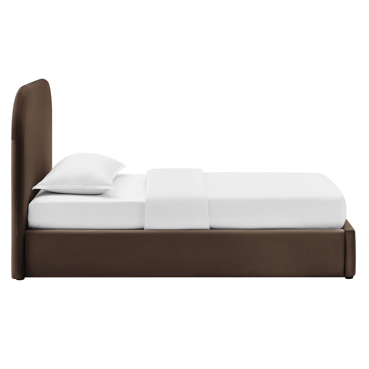 Keynote Twin Performance Velvet Storage Platform Bed Frame - Chocolate Brown