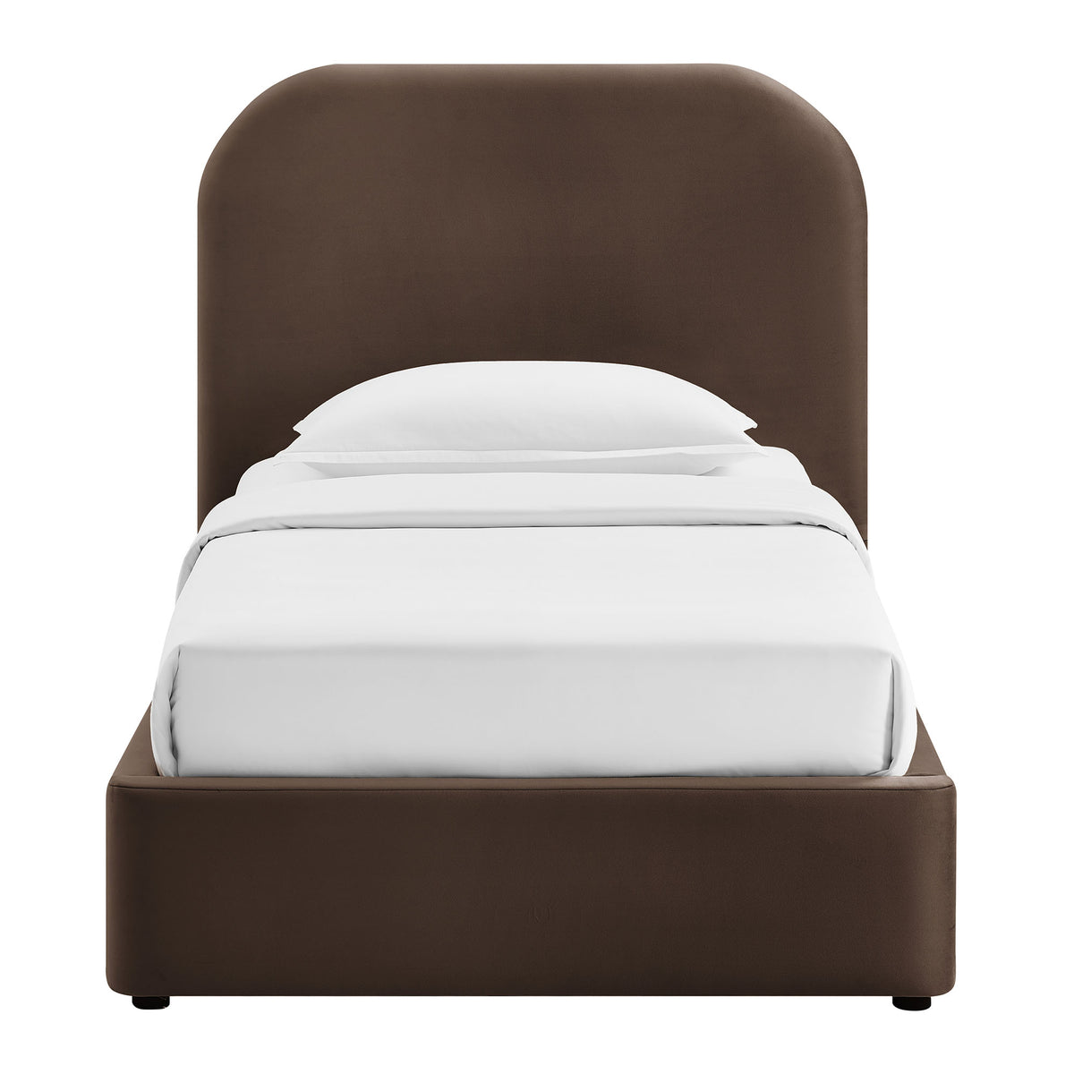 Keynote Twin Performance Velvet Storage Platform Bed Frame - Chocolate Brown