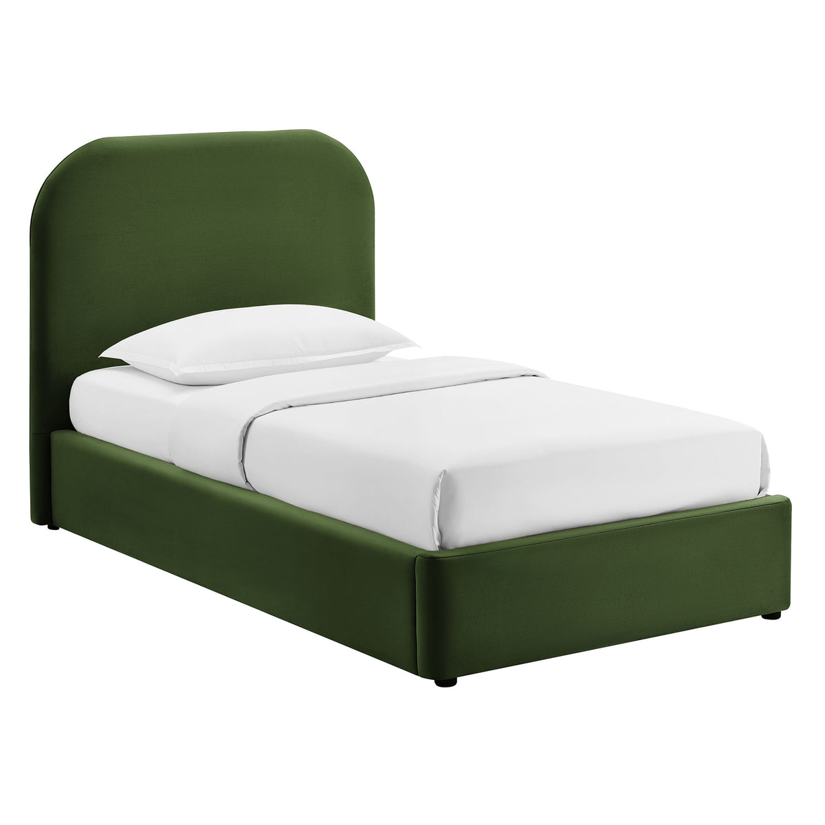 Keynote Twin Performance Velvet Storage Platform Bed Frame - Moss Green