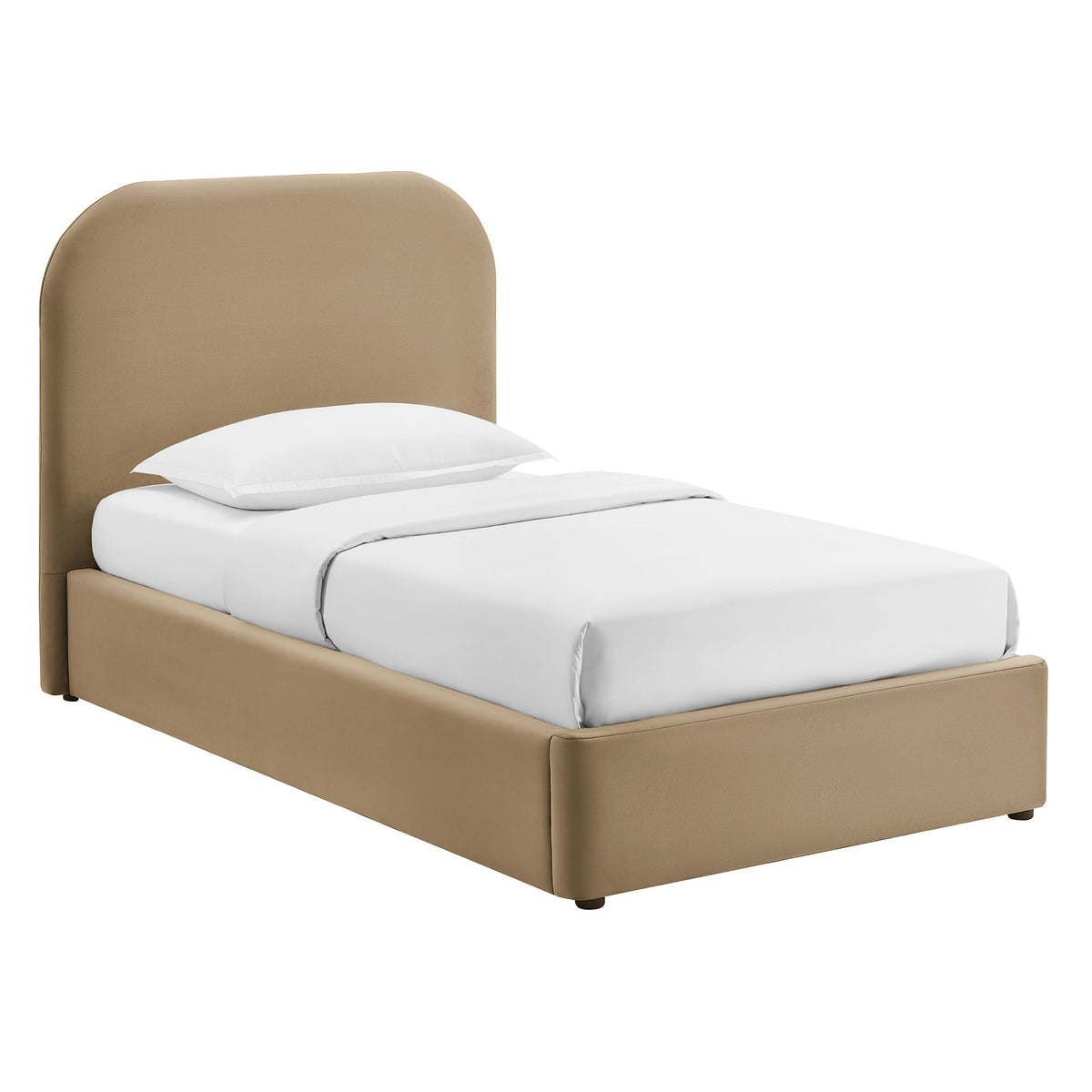 Keynote Twin Performance Velvet Storage Platform Bed Frame - Taupe