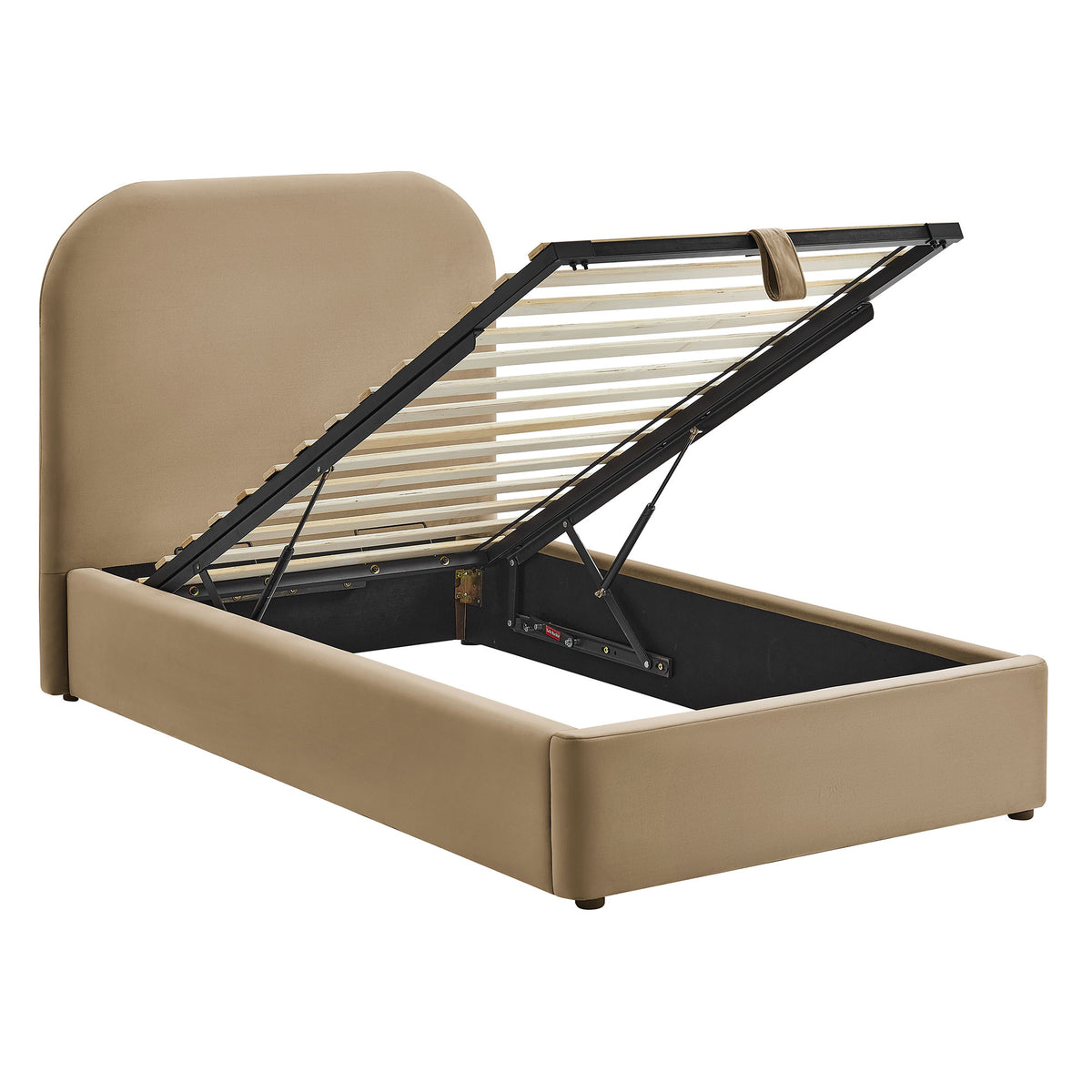 Keynote Twin Performance Velvet Storage Platform Bed Frame - Taupe