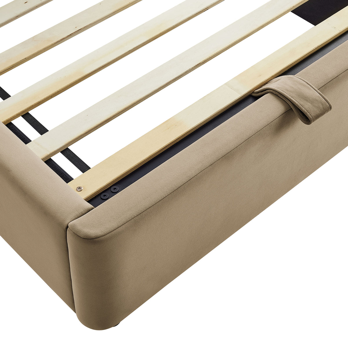 Keynote Twin Performance Velvet Storage Platform Bed Frame - Taupe
