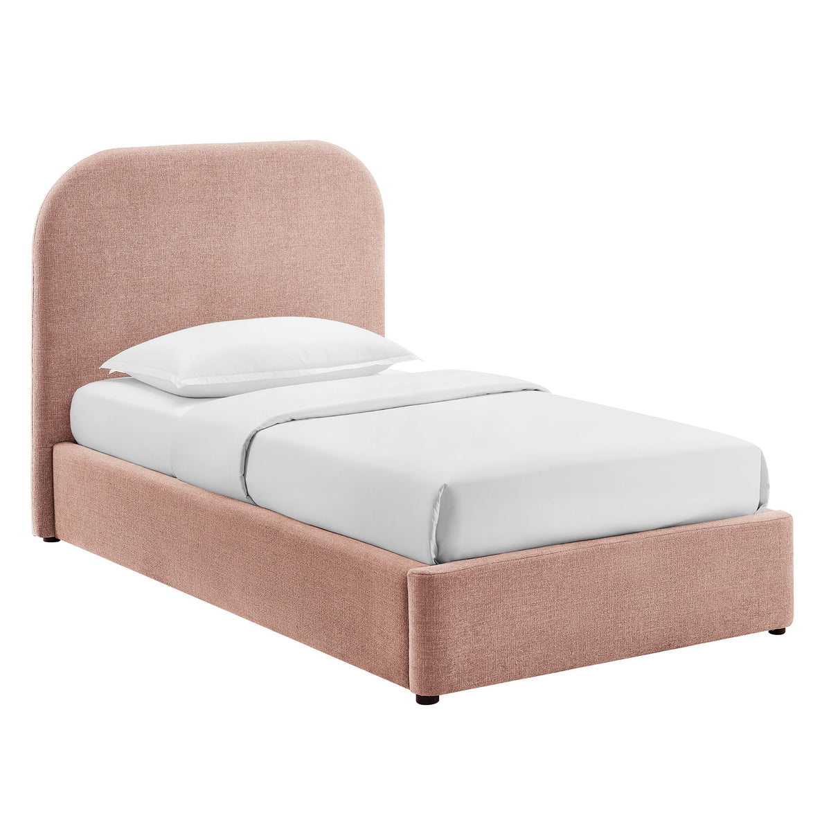 Keynote Twin Fabric Upholstered Storage Platform Bed Frame - Blush