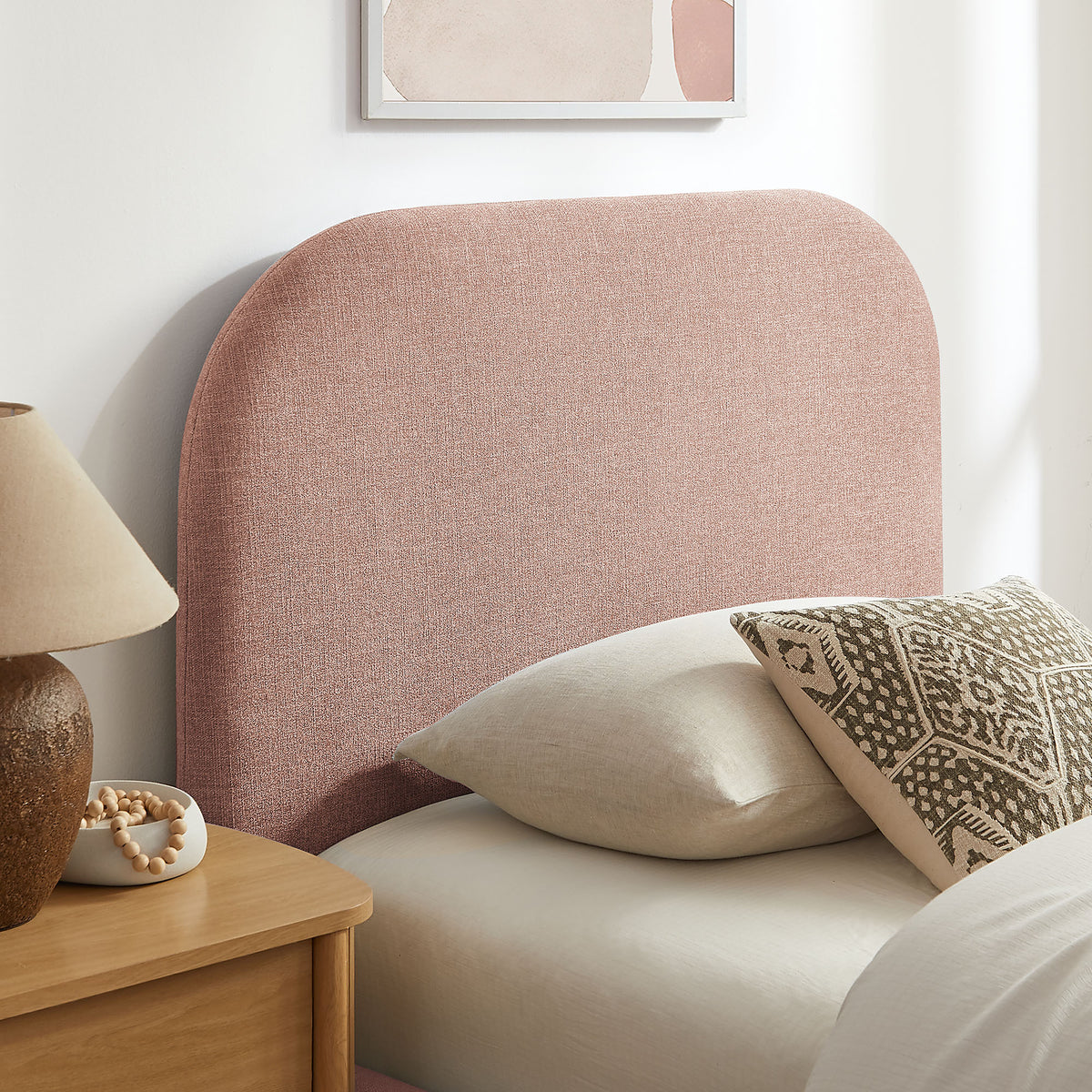 Keynote Twin Fabric Upholstered Storage Platform Bed Frame - Blush