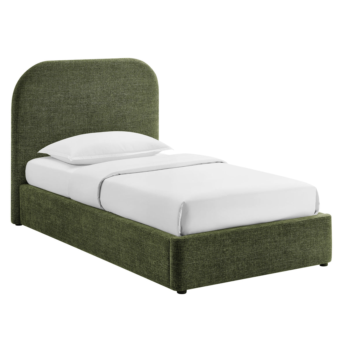 Keynote Twin Fabric Upholstered Storage Platform Bed Frame - Foliage