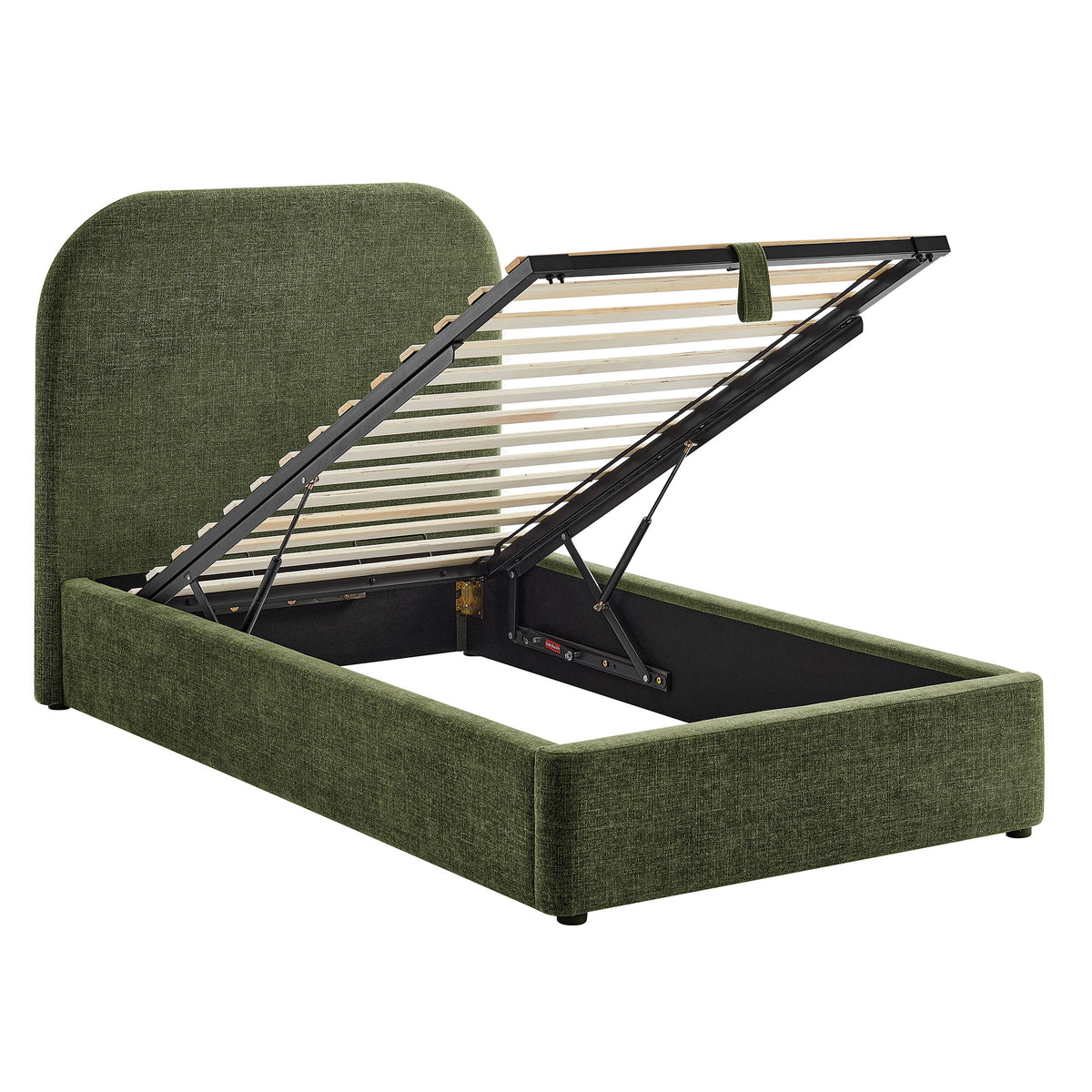 Keynote Twin Fabric Upholstered Storage Platform Bed Frame - Foliage