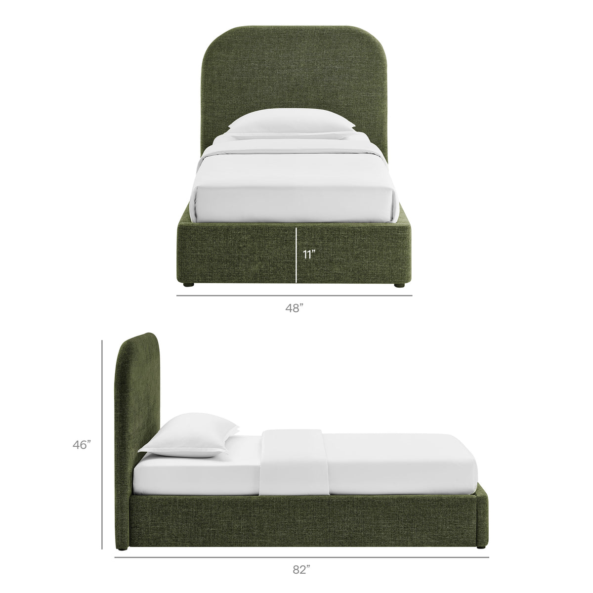 Keynote Twin Fabric Upholstered Storage Platform Bed Frame - Foliage