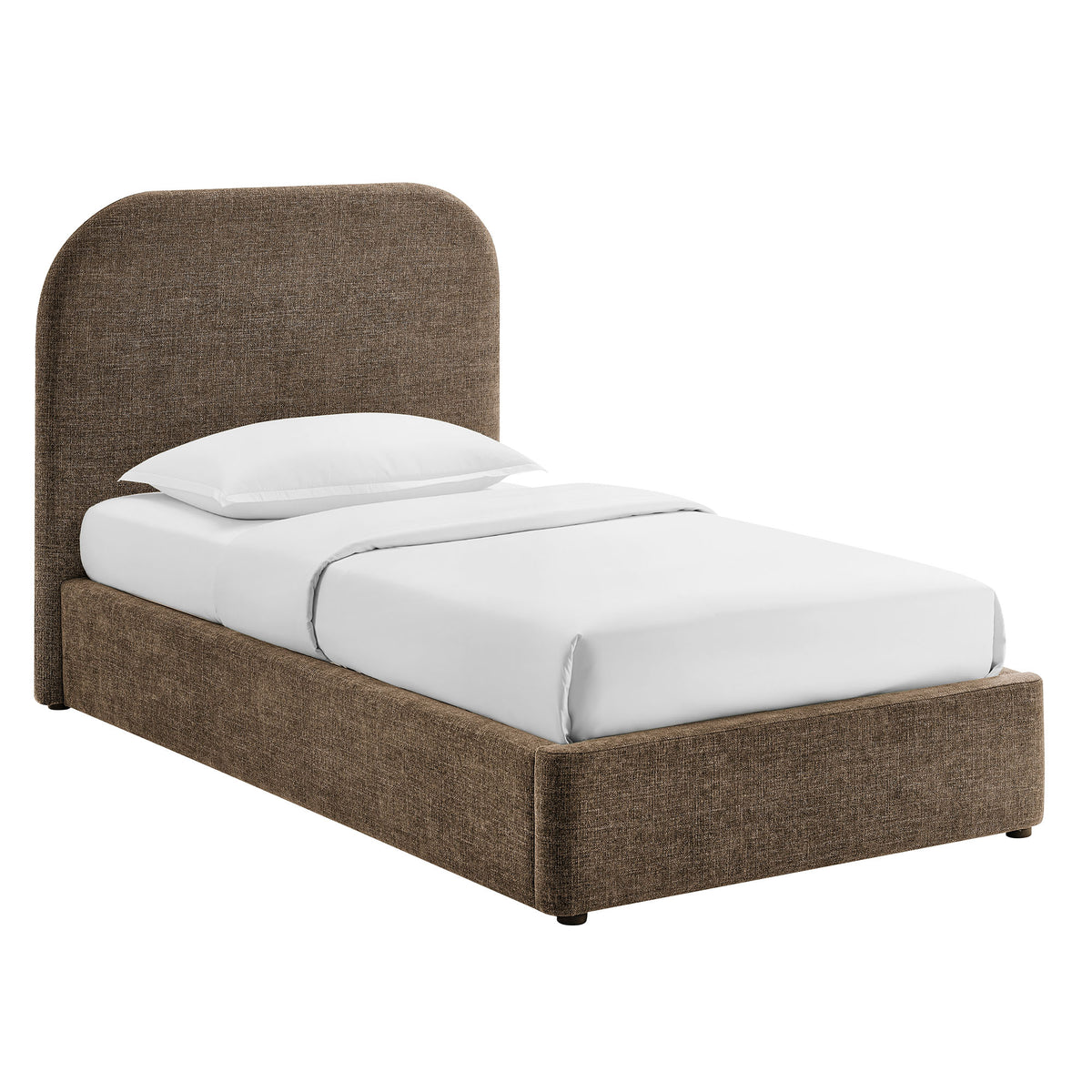 Keynote Twin Fabric Upholstered Storage Platform Bed Frame - Mocha