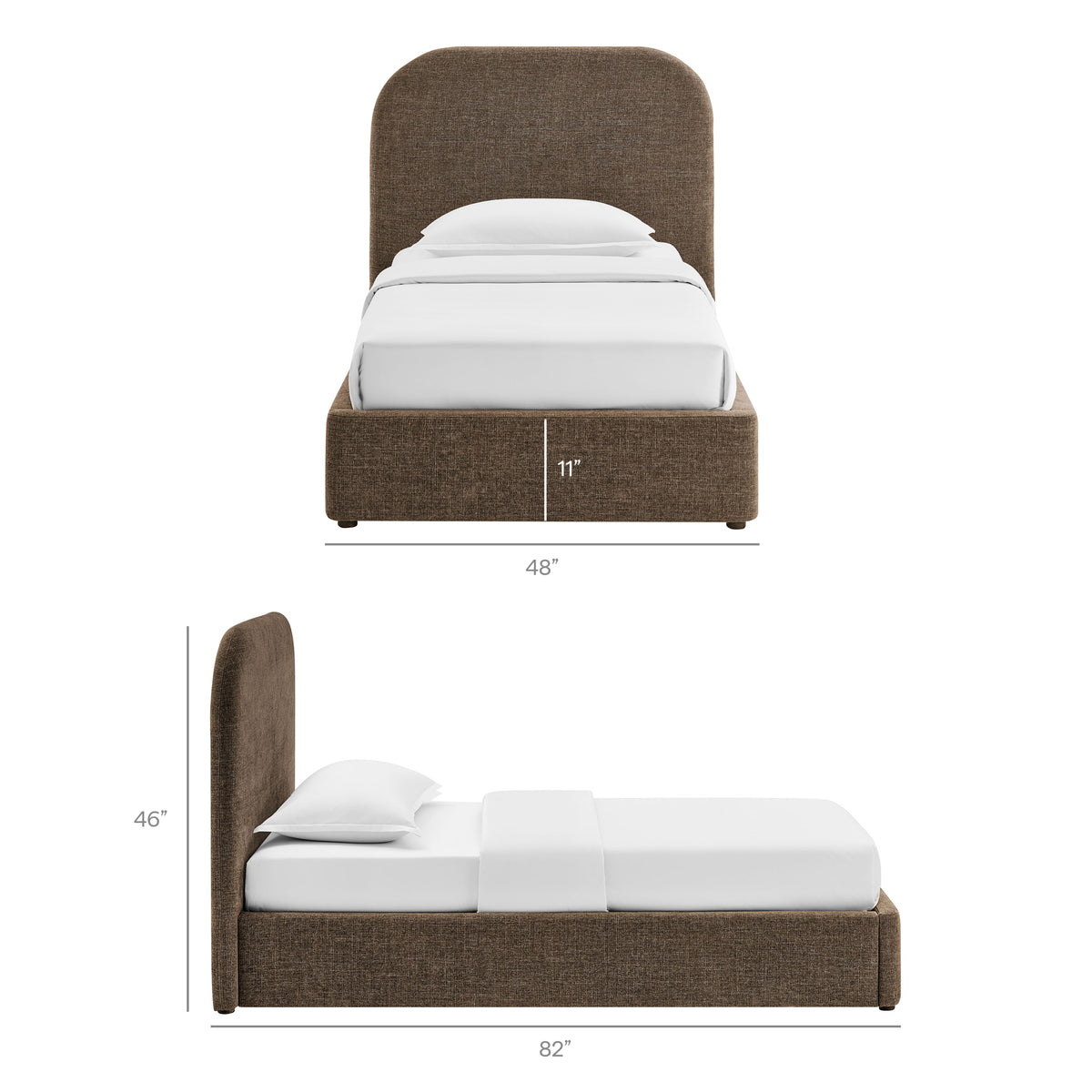 Keynote Twin Fabric Upholstered Storage Platform Bed Frame - Mocha